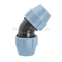 Коліно компресійне ПЕ-ПЕ 25x25 під 45° UNIDELTA